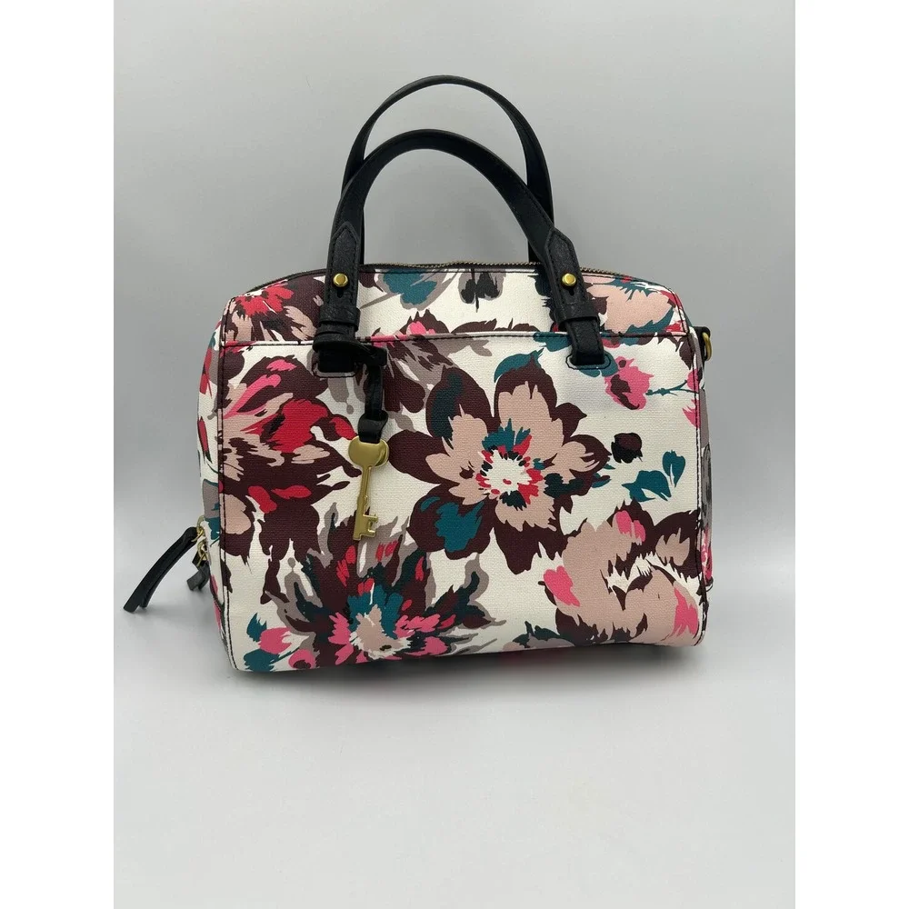 Fossil Sydney Satchel Multicolor Floral Coated Canvas Handbag ZB5486